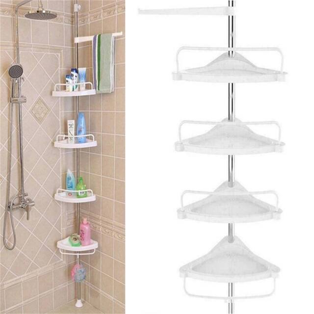 EONLION White Plastic-4 Tier Telescopic Bathroom Wall Corner Shelf - image 1