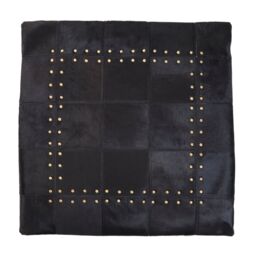 Orsina Bosie Safira Black Hair on Leather Patchwork Cushion
