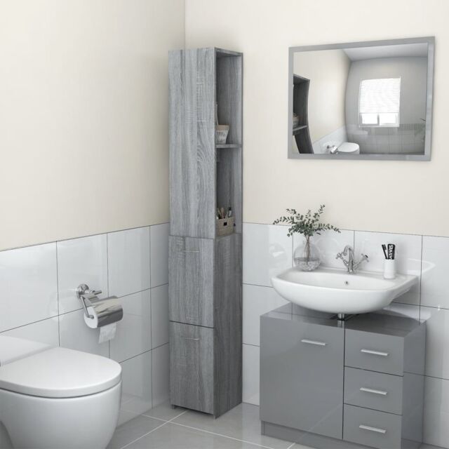 Berkfield Home Bathroom Cabinet Grey Sonoma 25x26.5x170 cm Engineered Wood - image 1
