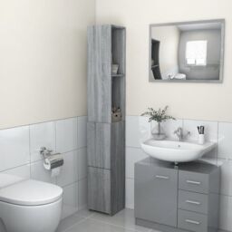 Berkfield Home Bathroom Cabinet Grey Sonoma 25x26.5x170 cm Engineered Wood - thumbnail 1