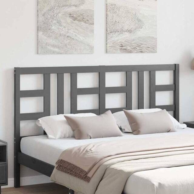 Berkfield Home Beautiful Bed Headboard Grey 146x4x100 cm Solid Wood Pine - Size: 146 x 4 x 100 cm - image 1