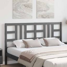 Berkfield Home Beautiful Bed Headboard Grey 146x4x100 cm Solid Wood Pine - Size: 146 x 4 x 100 cm - thumbnail 1