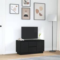 Berkfield Home TV Cabinet with LED Lights Black Oak 100x41x50 cm - Size: 100 x 41 x 50 cm - thumbnail 4