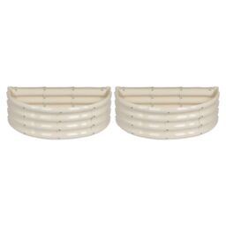 Harbour Housewares Raised Garden Beds - 2x Semi-Circle Bottomless Galvanised Steel Planter 90 x 45cm in Ivory - Size: 90 x 45 cm - thumbnail 1