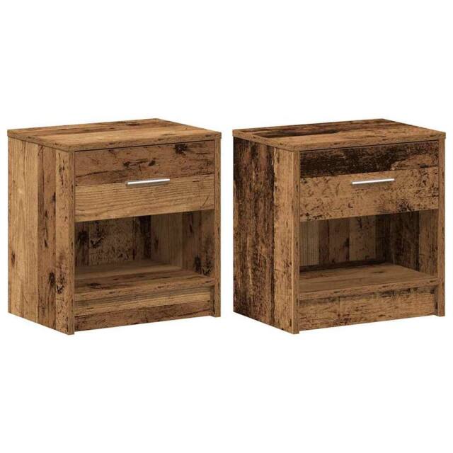 Berkfield Home Bedside Cabinets 2 pcs with Drawer Old Wood 39x28x41 cm in Brown - Size: 39 x 28 x 41 cm - image 1