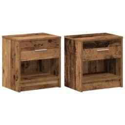 Berkfield Home Bedside Cabinets 2 pcs with Drawer Old Wood 39x28x41 cm in Brown - Size: 39 x 28 x 41 cm - thumbnail 1