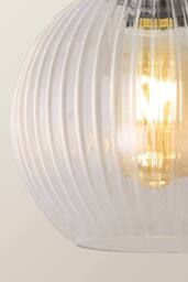 ValueLights Maddison Clear Ribbed Glass Shade Brushed Brass Ceiling Pendant Light in Bronze - thumbnail 4