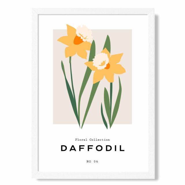 ARTZE Yellow Daffodil Flower Market Spring Framed Print SIZE: A2 with White Frame - Size: A4 - image 1