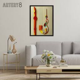 "Artery8 Abstract Musical Symbols Clefs Music Framed Canvas Wall Art Print - Size: W12"" x H16""" - thumbnail 3