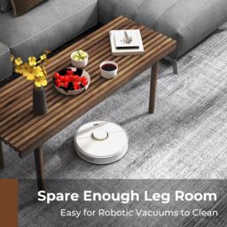 Costway 98cm Coffee Table Rubber Wood Center Table w/Slatted Wood Tabletop Rectangle for Living Room in Brown - thumbnail 5