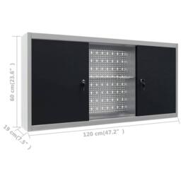 Berkfield Home Wall Mounted Tool Cabinet Industrial Style Metal Grey & Black - thumbnail 9