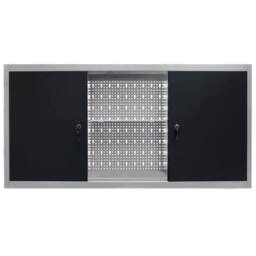 Berkfield Home Wall Mounted Tool Cabinet Industrial Style Metal Grey & Black - thumbnail 1