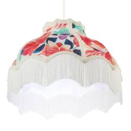 Happy Homewares Multi Coloured Vivid Floral Victorian Light Shade with White Trims - Size: 14 inches - thumbnail 4