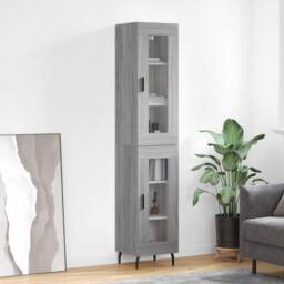 Berkfield Home Highboard Grey Sonoma 34.5x34x180 cm Engineered Wood - thumbnail 2