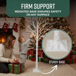 Globrite 5ft Pre-Lit Christmas Twig Tree White Birch Warm White 88 LEDs Indoor Outdoor - Size: 6ft - thumbnail 5