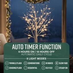Globrite 5ft Pre-Lit Christmas Twig Tree White Birch Warm White 88 LEDs Indoor Outdoor - Size: 6ft - thumbnail 4