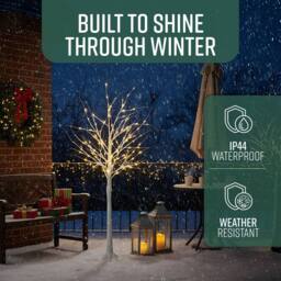 Globrite 5ft Pre-Lit Christmas Twig Tree White Birch Warm White 88 LEDs Indoor Outdoor - Size: 6ft - thumbnail 3