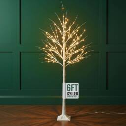 Globrite 5ft Pre-Lit Christmas Twig Tree White Birch Warm White 88 LEDs Indoor Outdoor - Size: 6ft - thumbnail 1