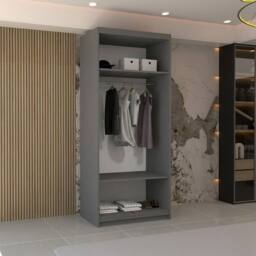 MN Furniture Double Mirror Sliding Door Wardrobe W90cm x H200cm in Grey - Size: 1 Pack - thumbnail 3