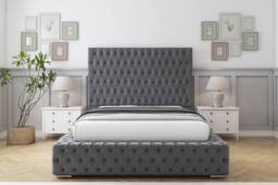 "Sloomy Ambassador Coniston Frame-Mattress - 50"" Upholstered Headboard in Dark Grey - Size: Small Single" - thumbnail 1