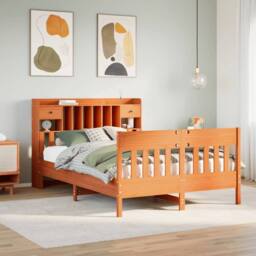 Berkfield Home Bed Frame without Mattress Wax Brown 160x200 cm Solid Wood Pine - thumbnail 2