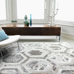The Rug Shop UK Modern Abstract Area Polyester Polypropylene Easy to clean Rug in Metallic Silver - Size: 240 cm x 340 cm