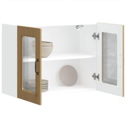 Berkfield Home Kitchen Wall Cabinet with Glass Door Kalmar Artisan Oak Engineered Wood in Brown - thumbnail 5