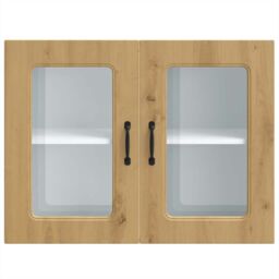 Berkfield Home Kitchen Wall Cabinet with Glass Door Kalmar Artisan Oak Engineered Wood in Brown - thumbnail 6