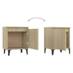 Berkfield Home Bed Cabinet with Metal Legs Sonoma Oak 40x30x50 cm in Light Brown - Size: 40 x 30 x 50 cm - thumbnail 5