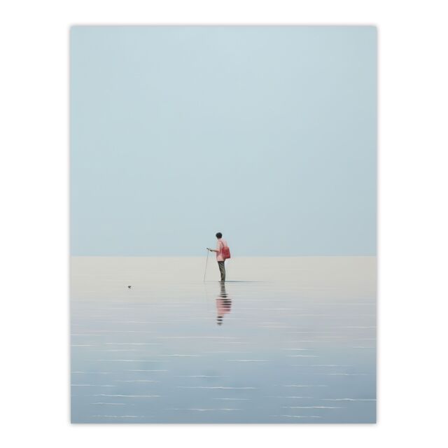 "Artery8 Wall Art Print Alone At Sea By Amy Denver Minimalist Soft Pastel Ocean Pale Blue Minimalism Simple Modern Artwork Poster - Size: W24"" x H32""" - image 1