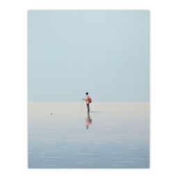 "Artery8 Wall Art Print Alone At Sea By Amy Denver Minimalist Soft Pastel Ocean Pale Blue Minimalism Simple Modern Artwork Poster - Size: W24"" x H32""" - thumbnail 1