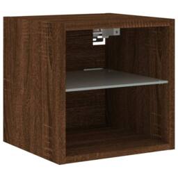 Berkfield Home TV Wall Cabinet with LED Lights Brown Oak 30x28.5x30 cm - thumbnail 7