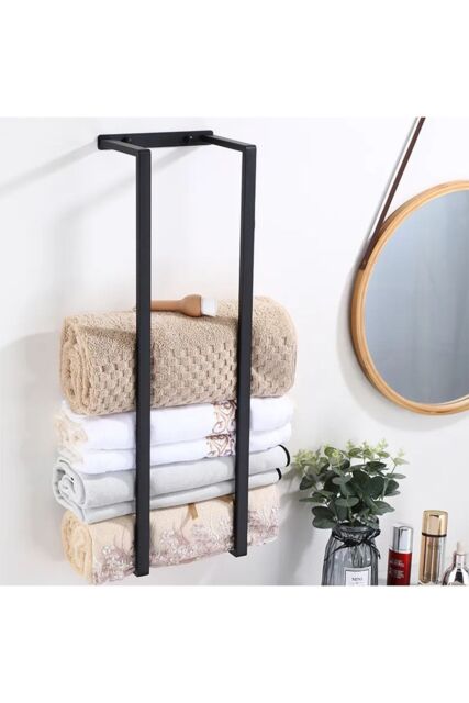 Living and Home 71cm Bathroom Carbon Steel Wall Towel Rack with 3 Hooks in Black - image 1
