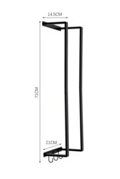 Living and Home 71cm Bathroom Carbon Steel Wall Towel Rack with 3 Hooks in Black - thumbnail 6