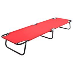 Berkfield Home Foldable Folding Sun Lounger Red Steel - thumbnail 2