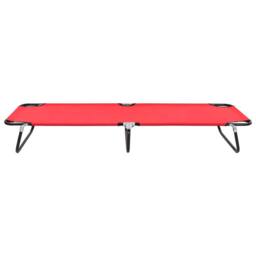 Berkfield Home Foldable Folding Sun Lounger Red Steel - thumbnail 3