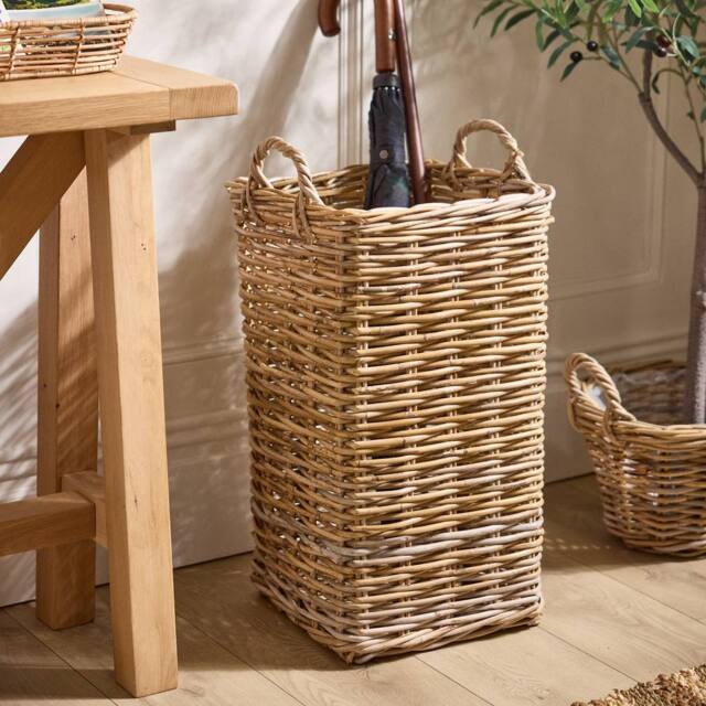 Dibor Traditional Natural Large Rattan Umbrella Stand Basket H56 x W33cm - image 1