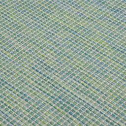 Berkfield Home Outdoor Flatweave Rug 80x250 cm Turquoise in Black - Size: Medium - thumbnail 5