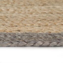Berkfield Home Handmade Rug Jute with Grey Border 150 cm - Size: 100 cm diameter - thumbnail 3
