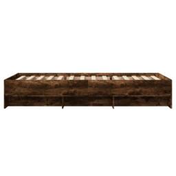 Berkfield Home Durable Bed Frame without Mattress Smoked Oak 90x200 cm Engineere in Brown - thumbnail 6