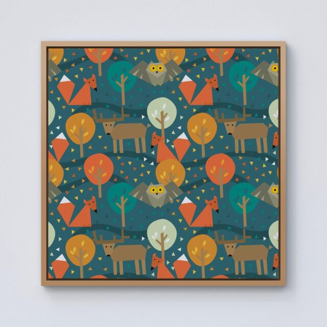 Warren Reed - Designer Wild Nightlife Framed Canvas in Light Brown - Size: w40 inch x h40 inch - image 1