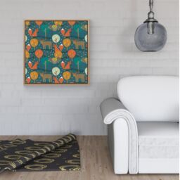 Warren Reed - Designer Wild Nightlife Framed Canvas in Light Brown - Size: w40 inch x h40 inch - thumbnail 2