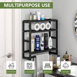 FORGEVIO Bathroom Shelf Storage Adjustable Bamboo shelf 3-Tiered in Black - thumbnail 6