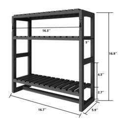 FORGEVIO Bathroom Shelf Storage Adjustable Bamboo shelf 3-Tiered in Black - thumbnail 2
