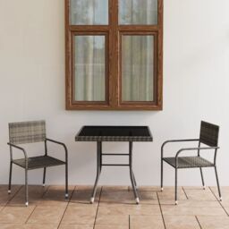 Berkfield Home 3 Piece Garden Dining Set Poly Rattan Anthracite & Grey - thumbnail 1
