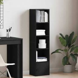 Berkfield Home Bookcase Black Oak 31x24x127 cm Engineered Wood - Size: 31 x 24 x 127 cm - thumbnail 3