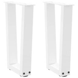 Berkfield Home Dining Table Legs V-Shape 2 pcs White 38x(42-43.3) cm Steel - thumbnail 2
