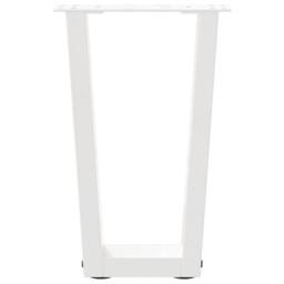 Berkfield Home Dining Table Legs V-Shape 2 pcs White 38x(42-43.3) cm Steel - thumbnail 5