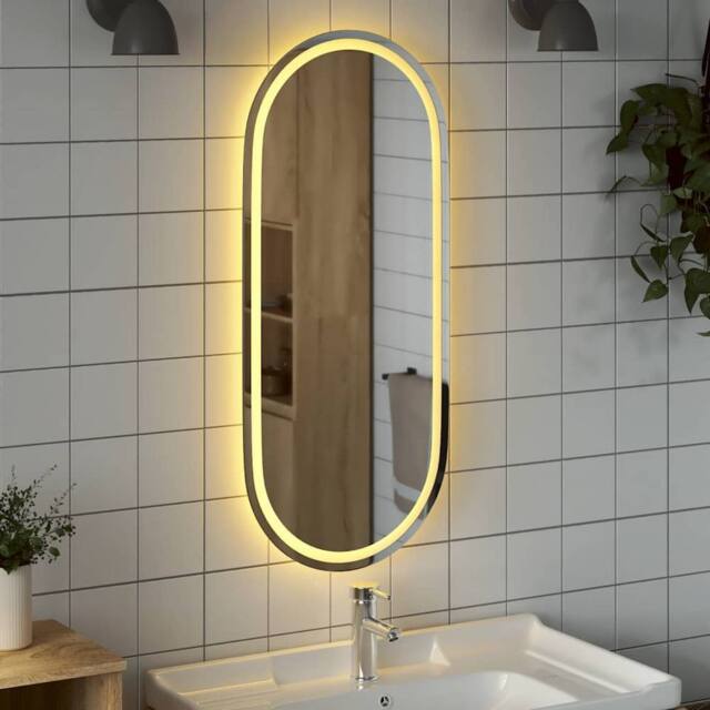 Berkfield Home LED Bathroom Mirror 100x45 cm Oval in Clear - image 1
