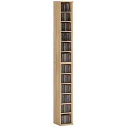 HOMCOM Set of 2 CD Storage Units DVD Shelf with Adjustable Shelves in Light Oak - thumbnail 2